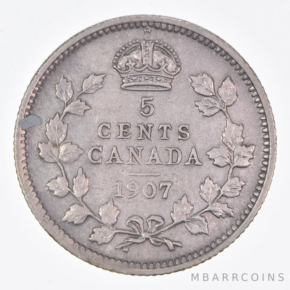 Better Date - 1907 Canada 5 Cents World Coin- Silver *244