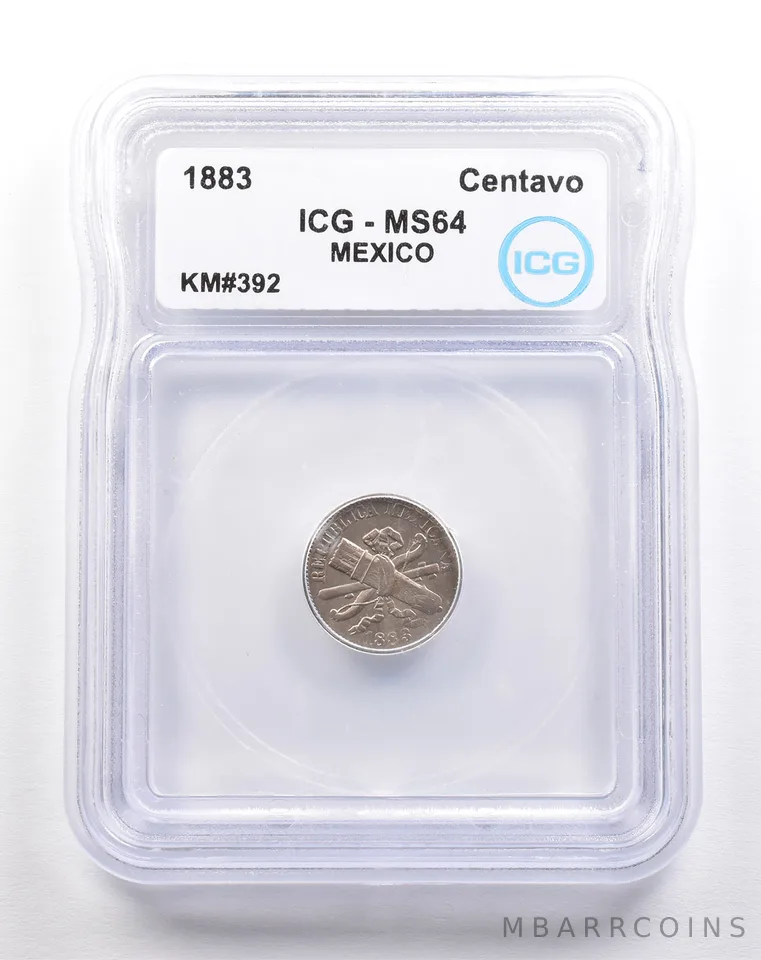 1883 Mexico Centavo KM#392 MS64 ICG *5495