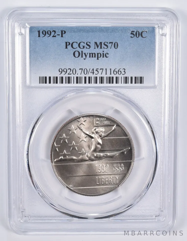 1992-P Olympic Gymnastics Commemorative Half Dollar MS70 PCGS