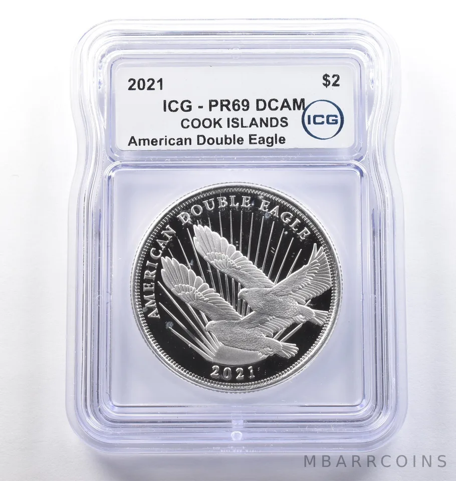 2021 Cook Islands $2 Silver American Double Eagle 1/2 Oz PR69 DCAM ICG *3762
