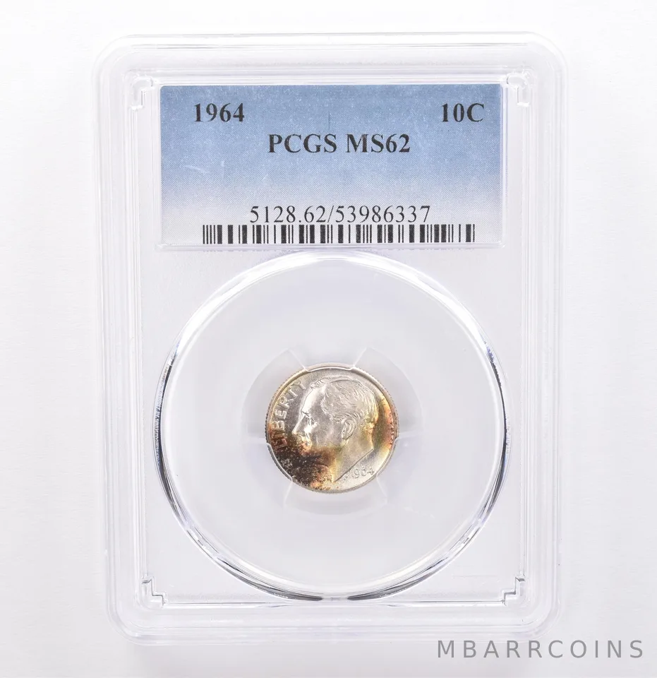 1964 Roosevelt Dime MS62 PCGS Beautiful Tone *9316