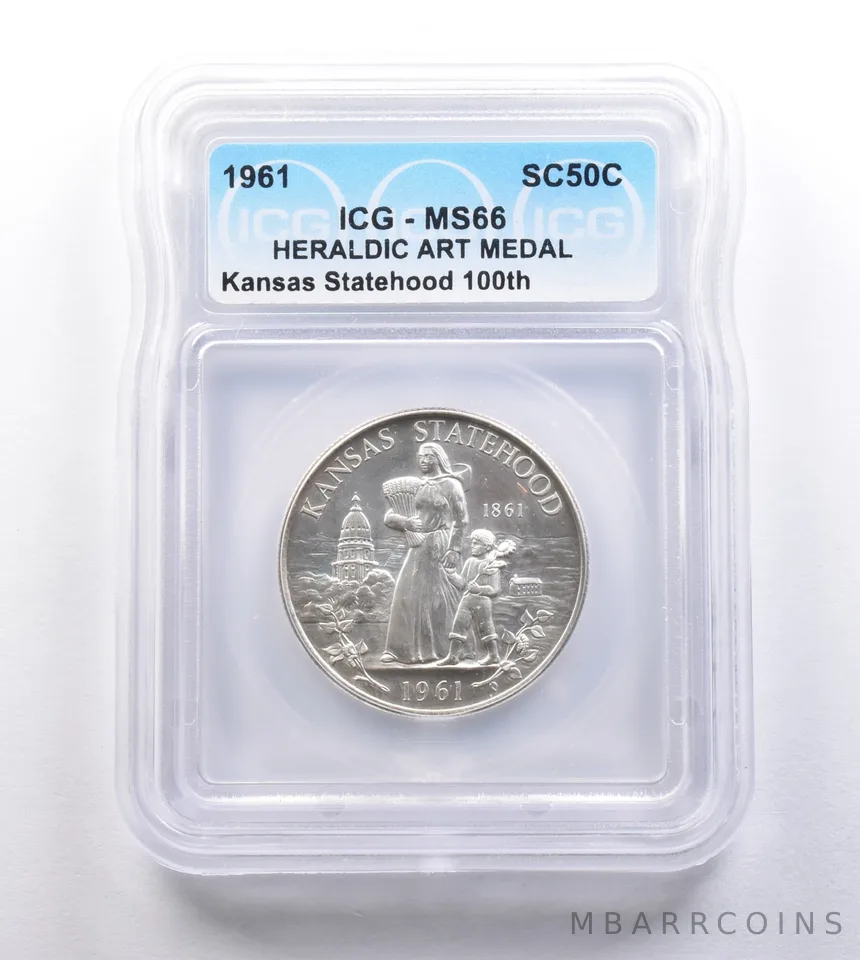 1961 So Called Half Dollar Kansas Statehood 100th MS66 ICG