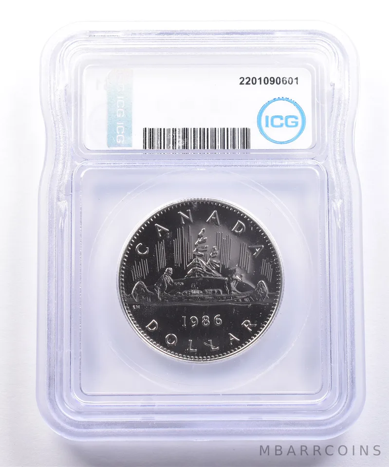 1986 Canada 1 Dollar Voyageurs PL70 DCAM ICG