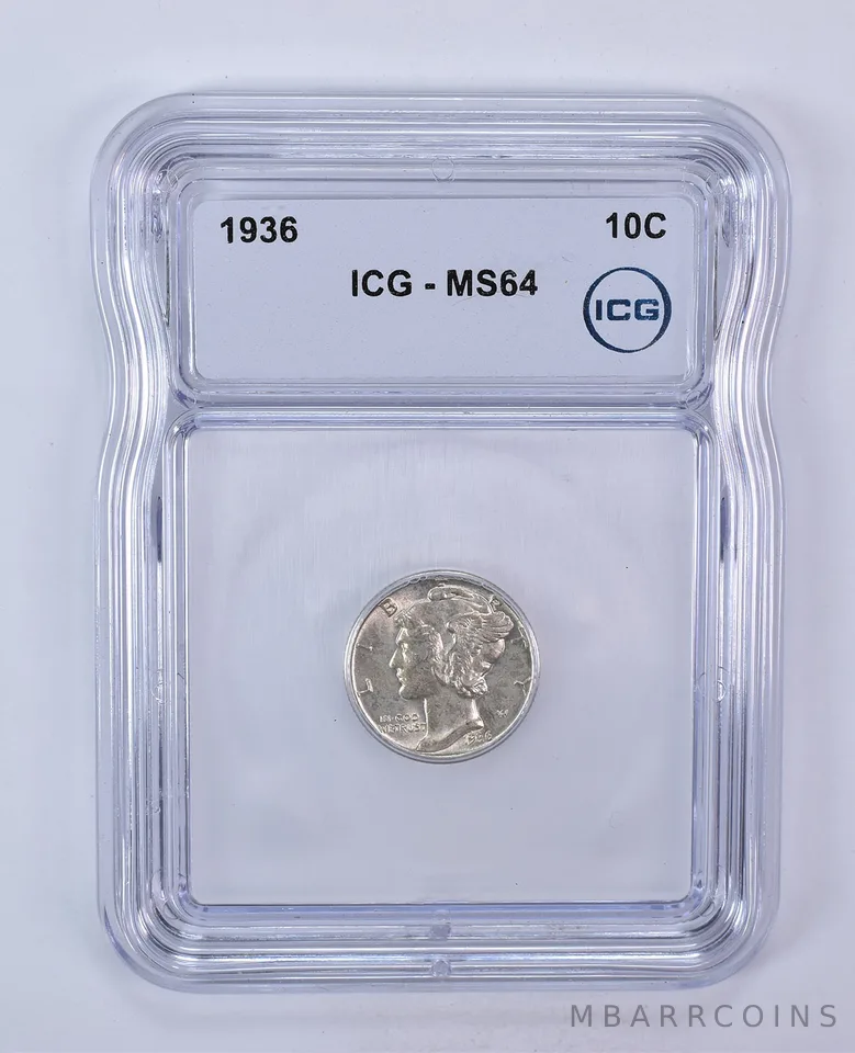 1936 Mercury Dime MS64 ICG