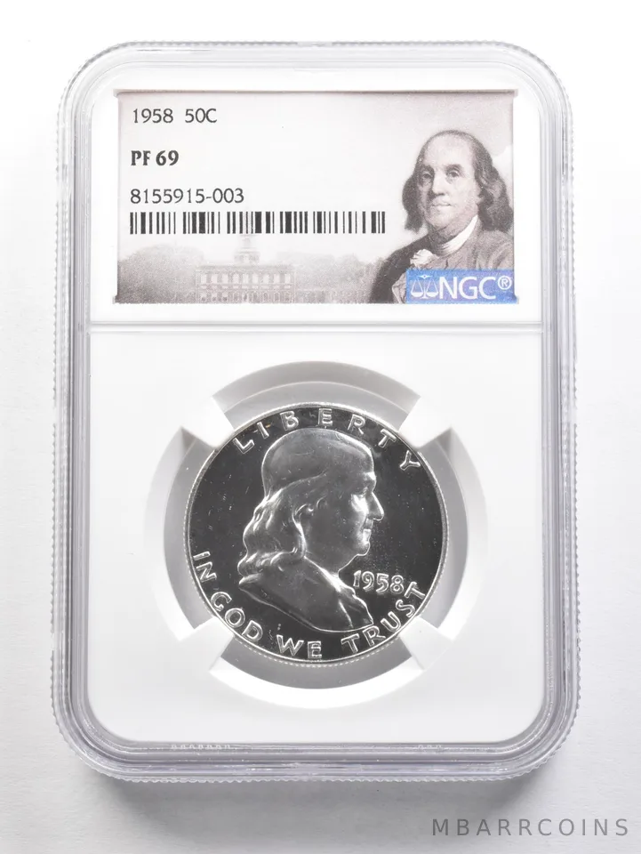 1958 Franklin Half Dollar PF69 NGC Comeo Look *6059