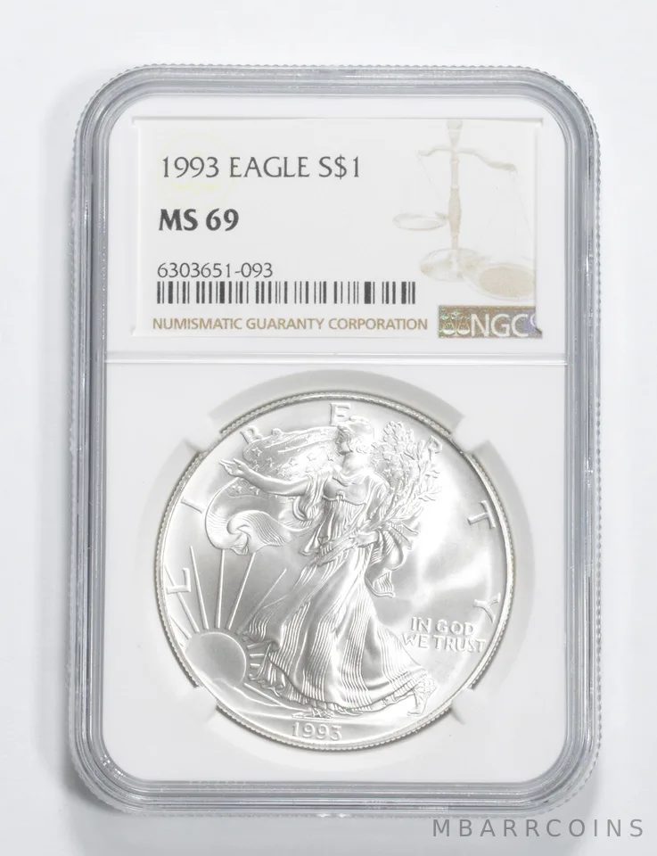1993 American Silver Eagle MS69 NGC Brown Label