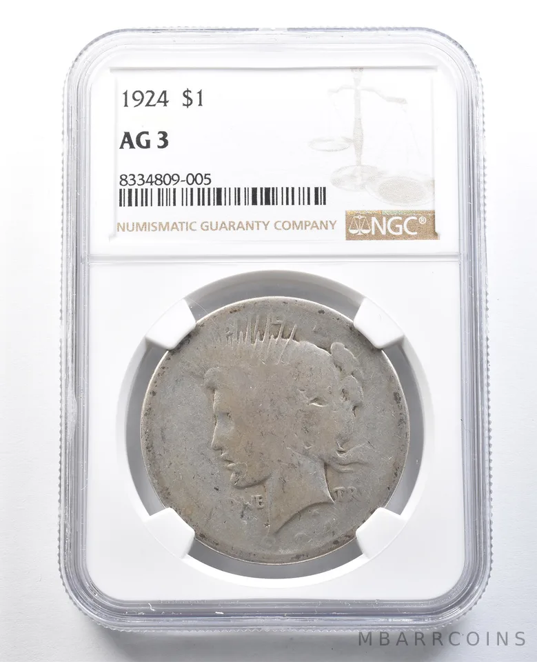 1924 Peace Silver Dollar AG3 NGC Lowball *8259