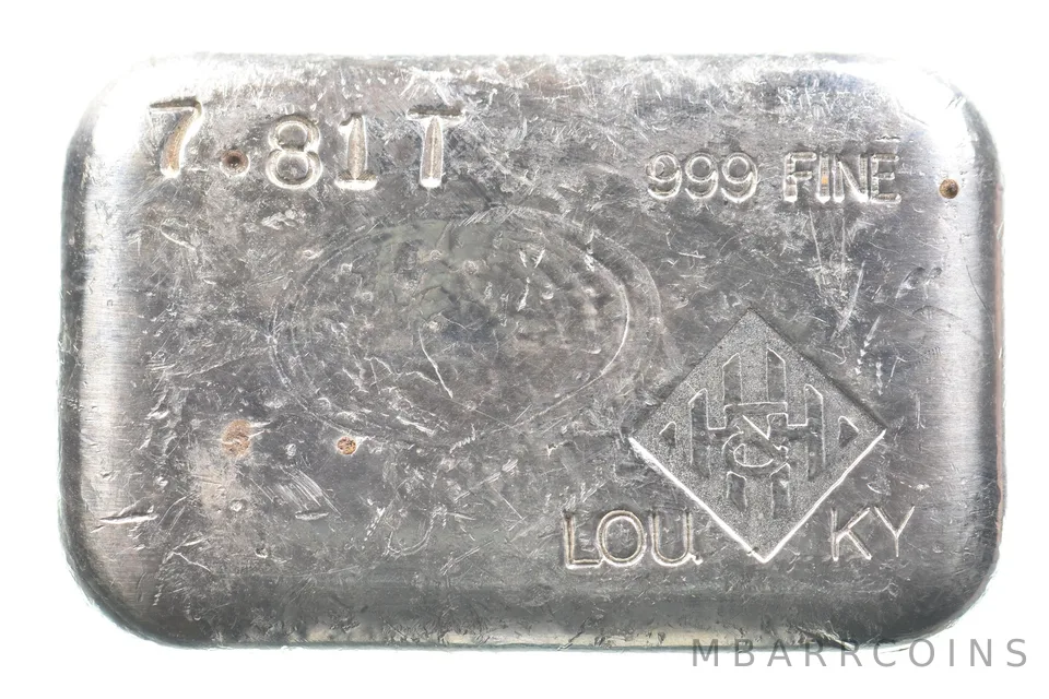 7.81 Troy Oz Silver Bar H&H Mining Inc Vintage Poured Loaf *2940