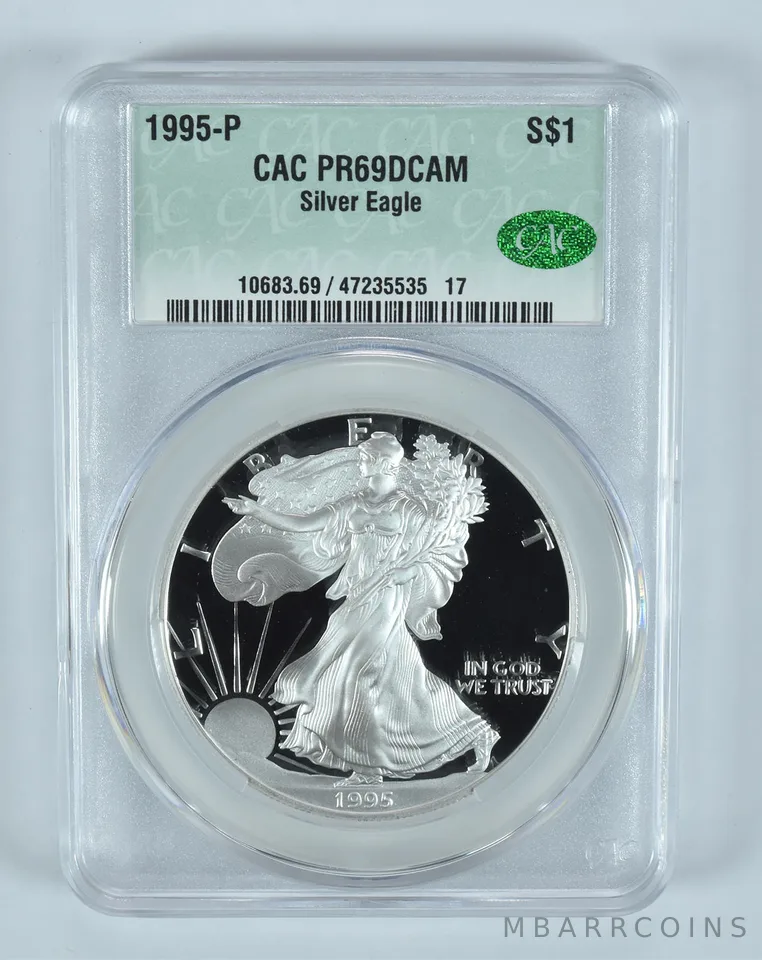 1995-P American Silver Eagle PR69 DCAM CAC CACg