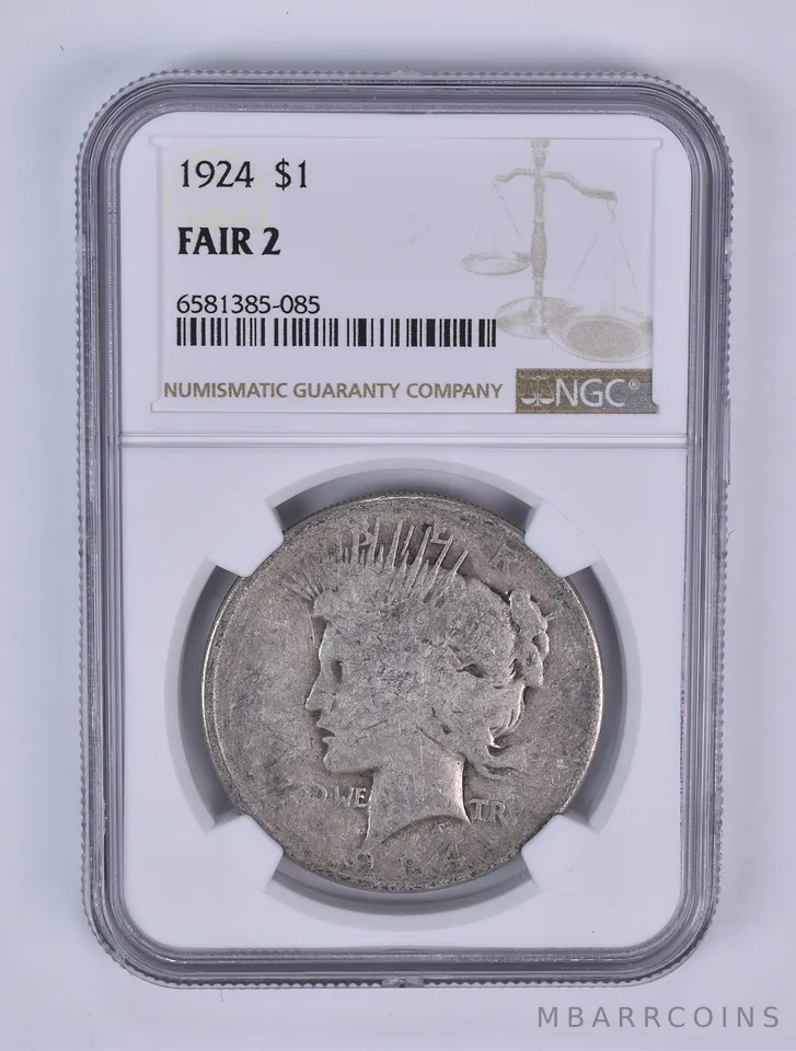 1924 Peace Silver Dollar Fair 2 NGC Lowball
