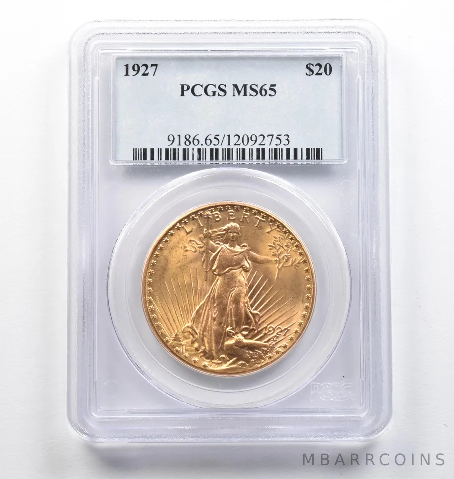 1927 $20 Saint Gaudens Gold Double Eagle MS65 PCGS *9448