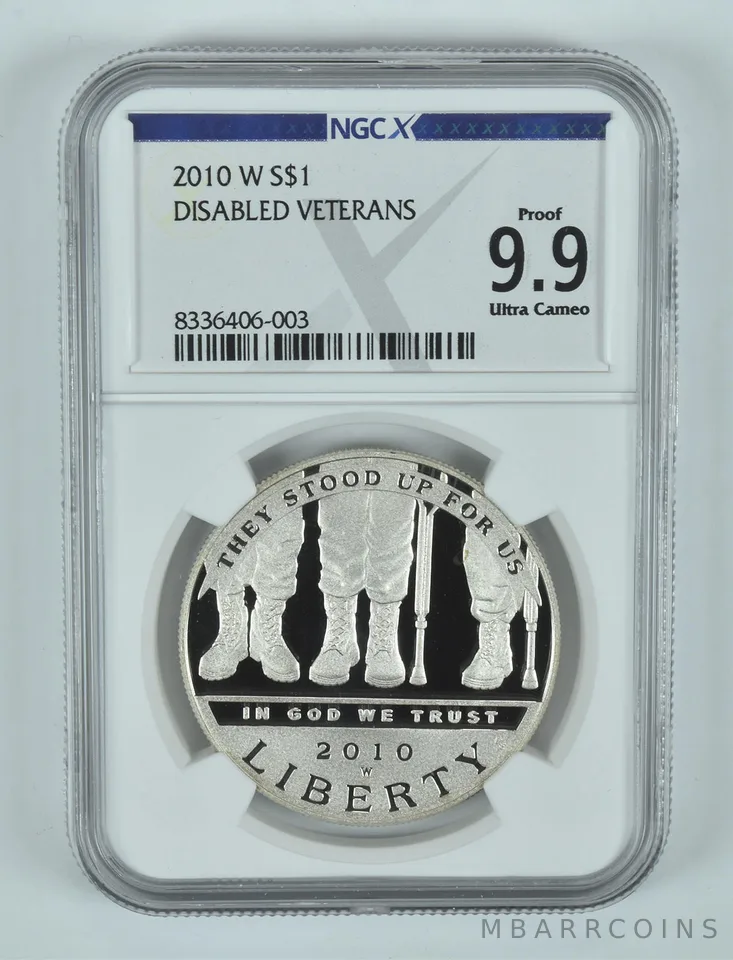 2010-W Disabled Veterans Commemorative Silver Dollar Proof 9.9 UCAM NGC X