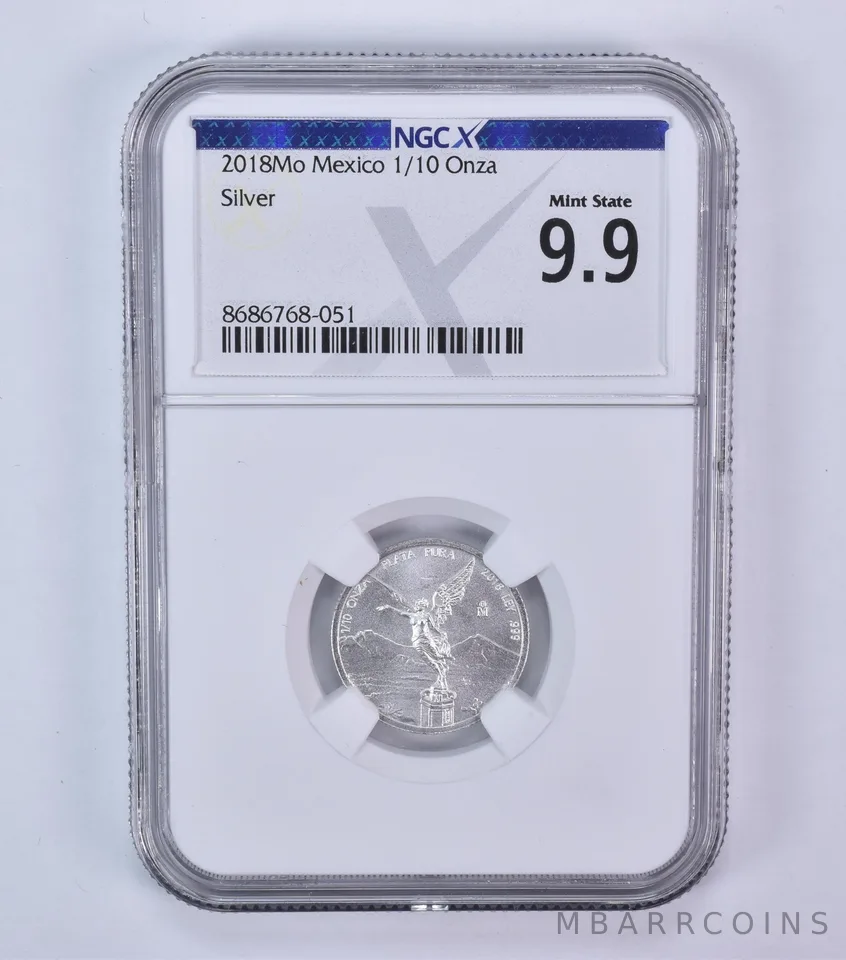 2018 Mo Mexico 1/10 Onza Silver Libertad Mint State 9.9 NGC X NGCX