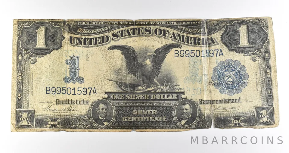 1899 $1 Silver Certificate Black Eagle Blue Seal Large Note Fr#233 *4628