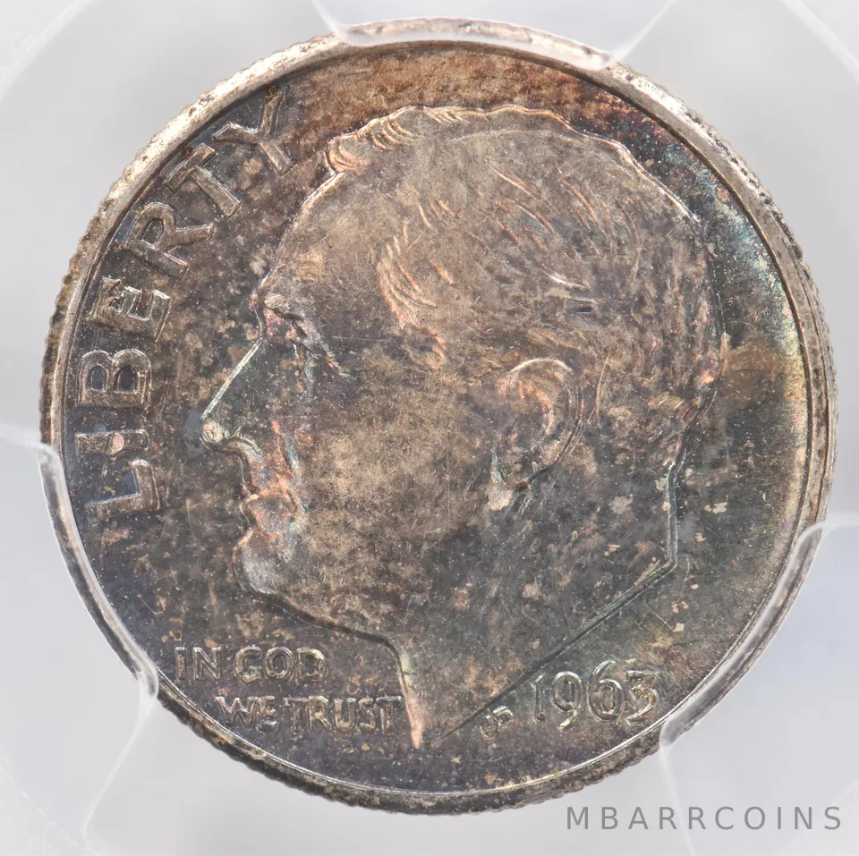 1963 Roosevelt Dime MS63 PCGS Beautiful Tone *0898