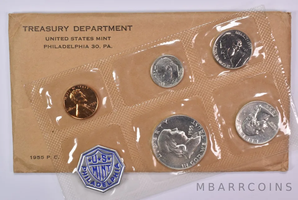 1955 Proof Set with Original Envelope & Flatpack (5 Coins)