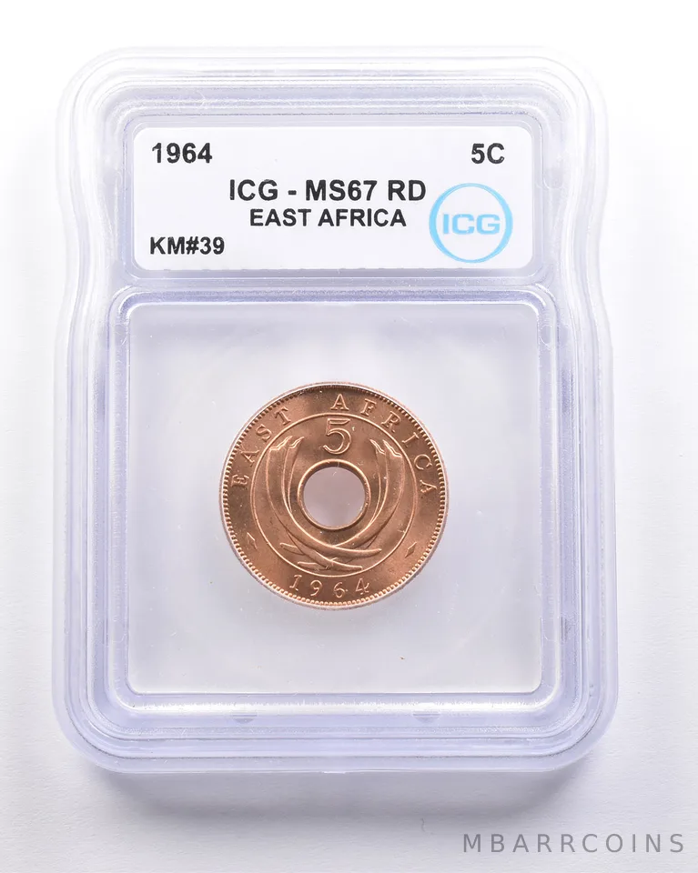 1964 East Africa 5 Cents KM#39 MS67 RD ICG *4580