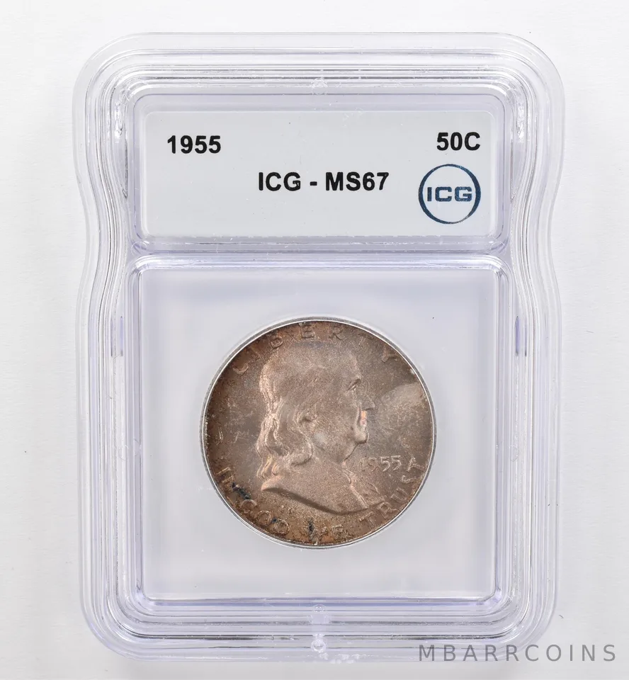 1955 Franklin Half Dollar MS67 ICG Beautiful Tone *9463