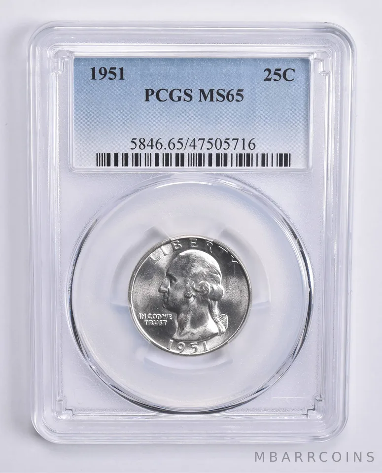 1951 Washington Quarter MS65 PCGS Blue Lbl