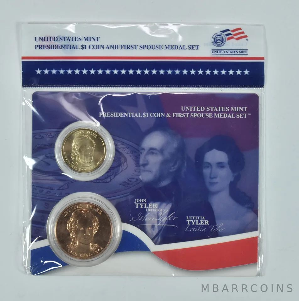 2009 Presidential $1 & First Spouse Medal Set - John & Letitia Tyler