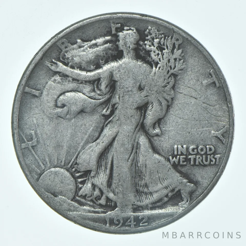 1942-P Walking Liberty Half Dollar CIRC VG+ 90% Silver