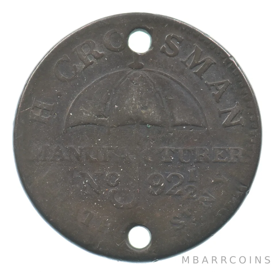 H. Crossman Umbrella Manufacturer Civil War Note Hard Times Token *5026