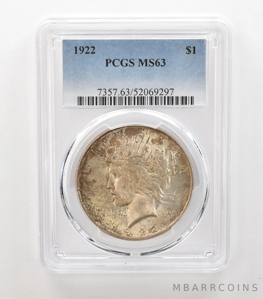 1922 Peace Silver Dollar MS63 PCGS Beautiful Tone *6921