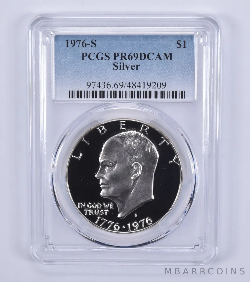 1976-S Eisenhower $1 Silver PR69 DCAM PCGS Blue Label