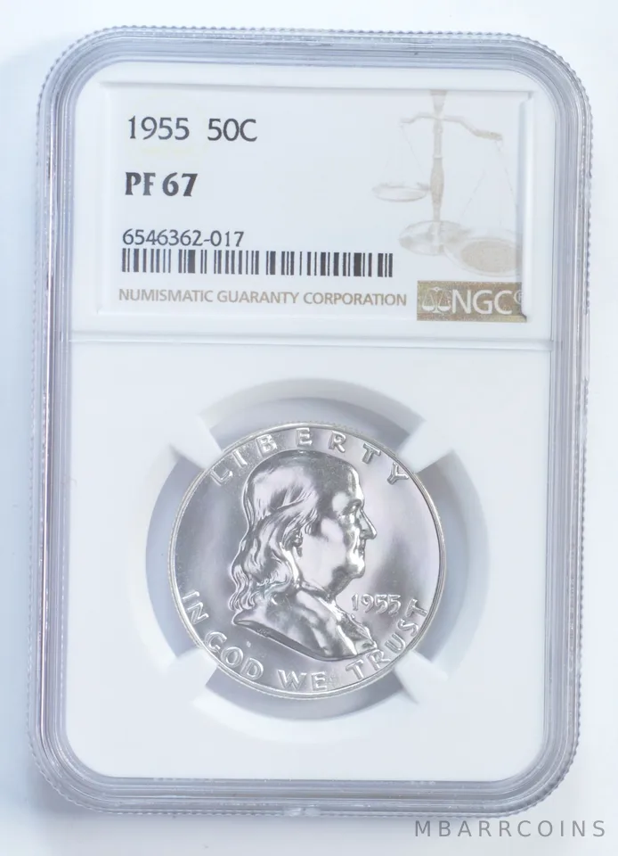 1955 Franklin Half Dollar PF67 NGC Brown Lbl