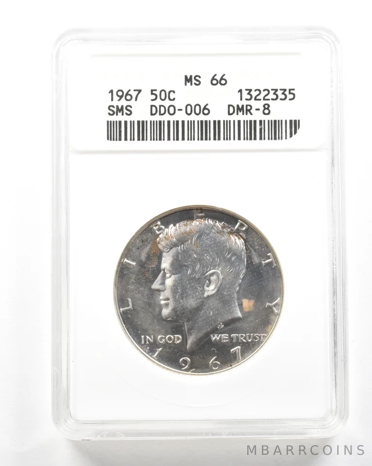 1967 Kennedy Half Dollar SMS DDO-006 DMR-8 MS66 ANACS *2084