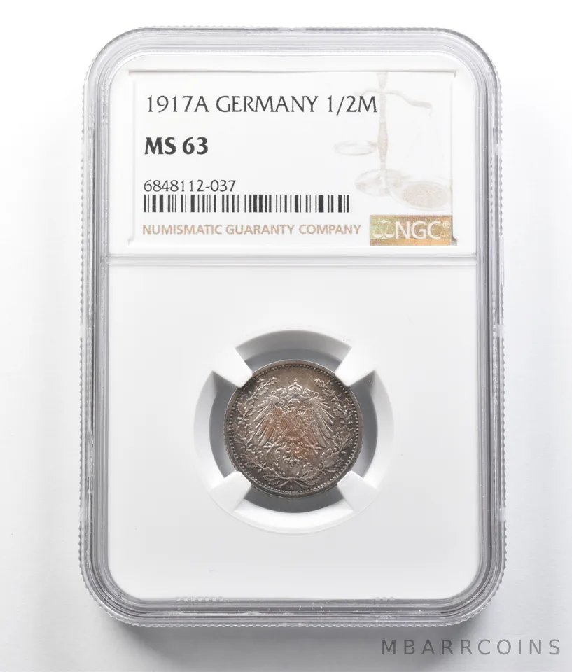 1917 A Germany 1/2 Mark MS63 NGC *7047