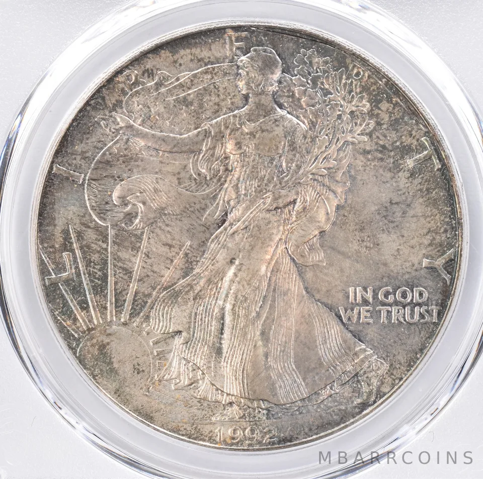 1992 American Silver Eagle MS66 PCGS Beautiful Tone *1437