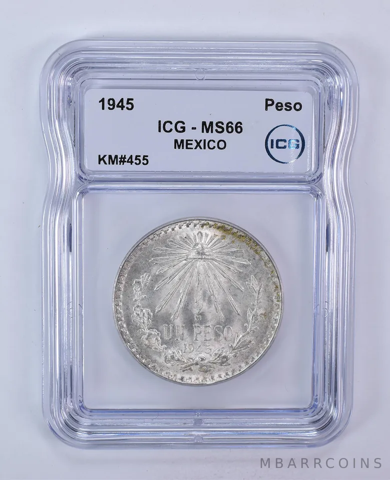 1945 Mexico Peso KM#455 MS66 ICG