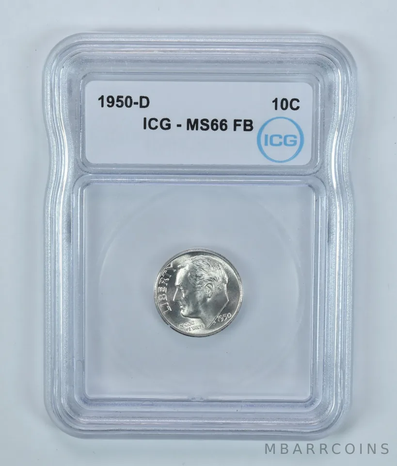 1950-D Roosevelt Dime MS66 FB ICG