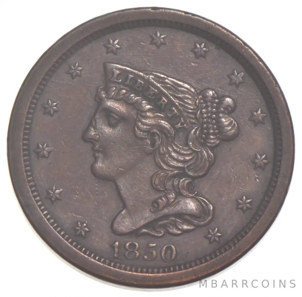 1850 Braided Hair Half Cent *1149