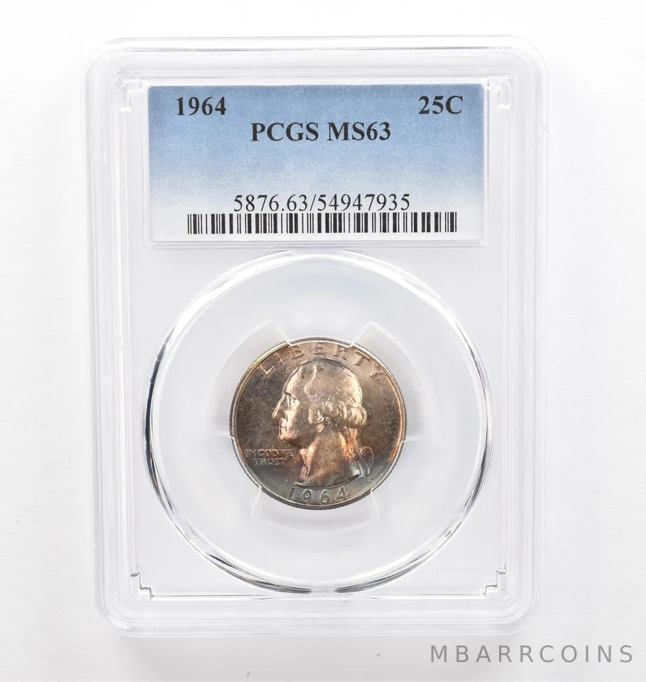 1964 Washington Quarter MS63 PCGS Beautiful Tone *0305