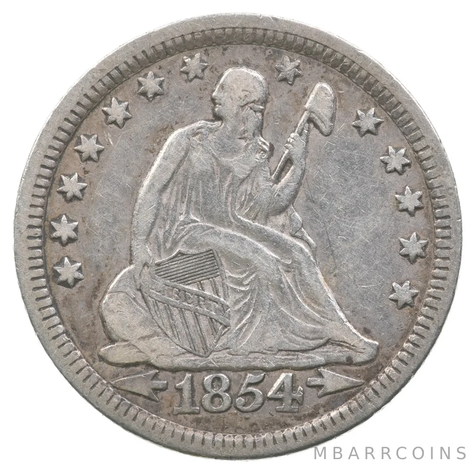 1854 Seated Liberty Quarter Arrows *8879