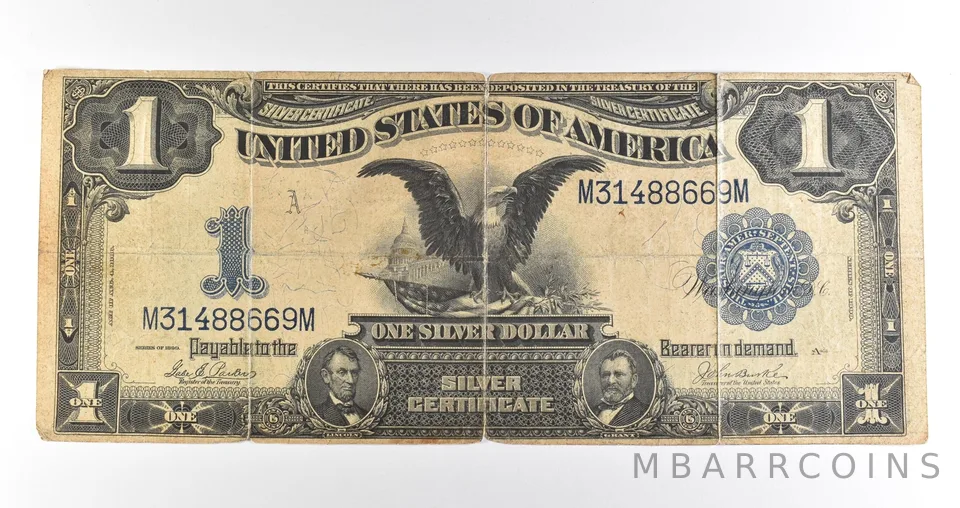 1899 $1 Silver Certificate Black Eagle Blue Seal Large Note *4519