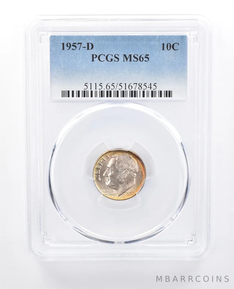 1957-D Roosevelt Dime MS65 PCGS Peripheral Tone *8065