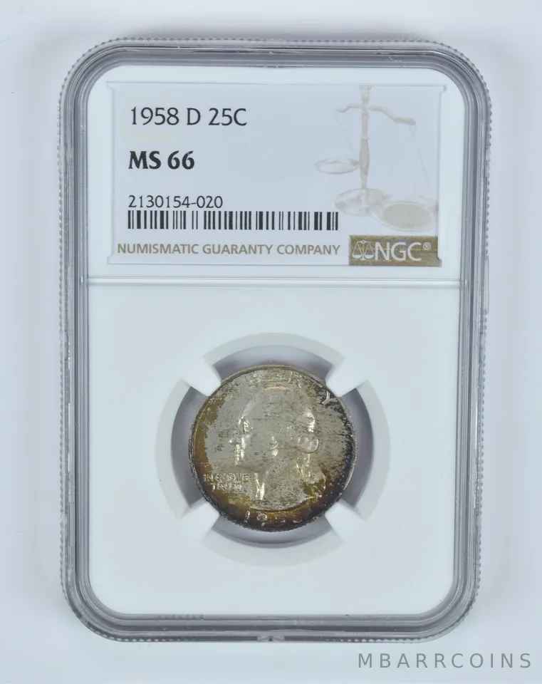 MS66 1958-D Washington Quarter NGC Toned *9958
