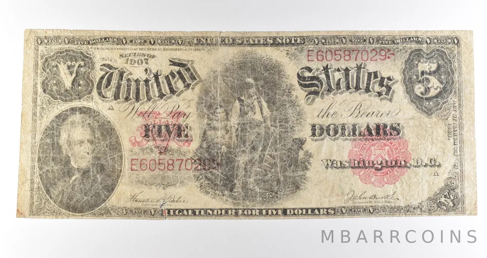 1907 $5 Legal Tender Red Seal Large Note Fr#88 *4714