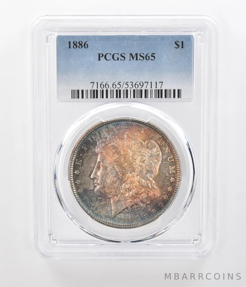 1886 Morgan Silver Dollar MS65 PCGS Beautiful Tone a1211