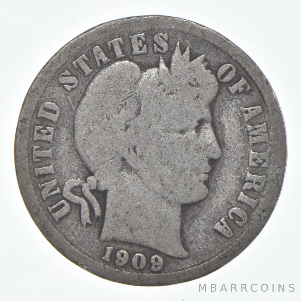 1909-D Barber Dime 90% Silver Average Circ
