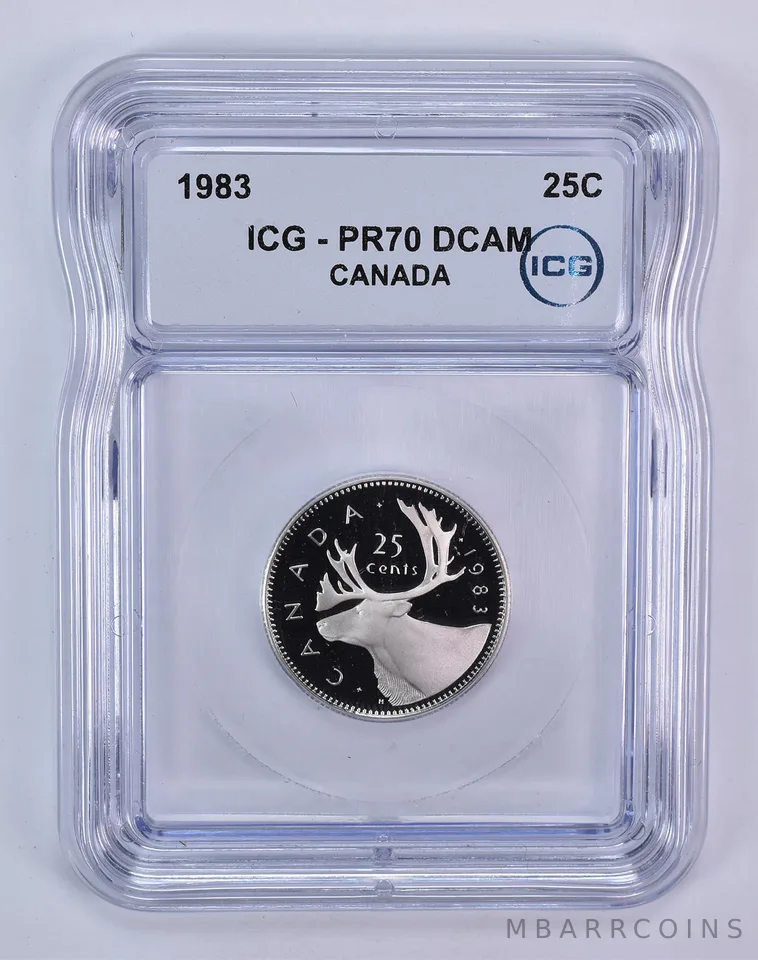 1983 Canada 25 Cents Caribou PR70 DCAM ICG