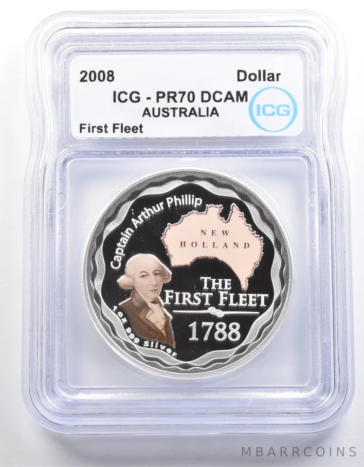 2008 Australia Silver Dollar FIrst Fleet PR70 DCAM ICG *4051