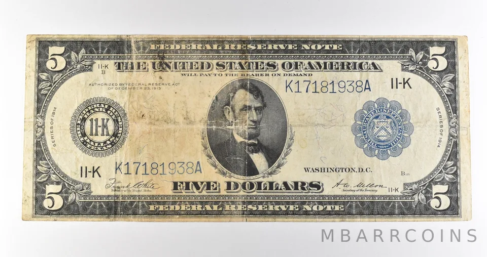 1914 $5 Dallas TX FRN Blue Seal Large Note Fr#887a *4640