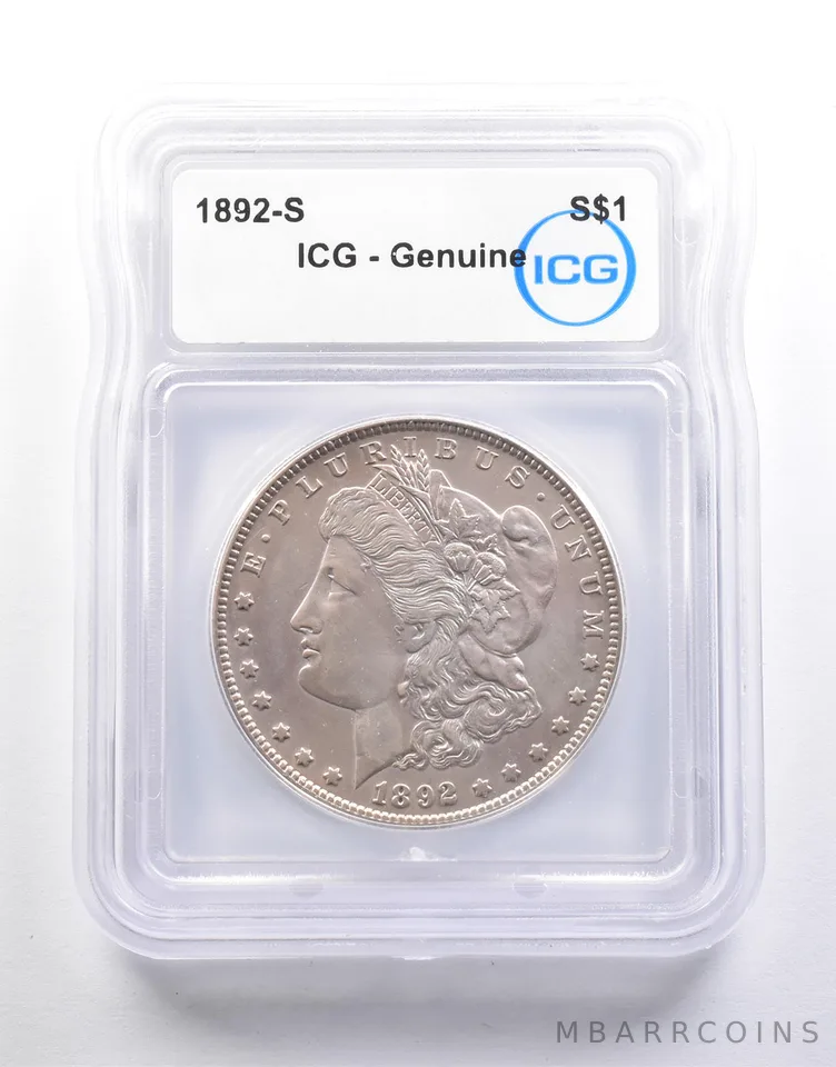 1892-S Morgan Silver Dollar Genuine ICG *6725