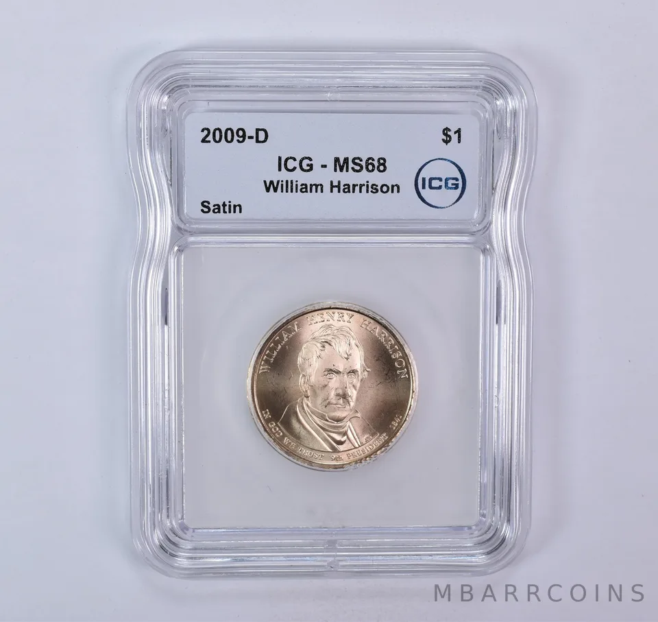 2009-D Presidential $1 William Harrison SMS Satin MS68 ICG