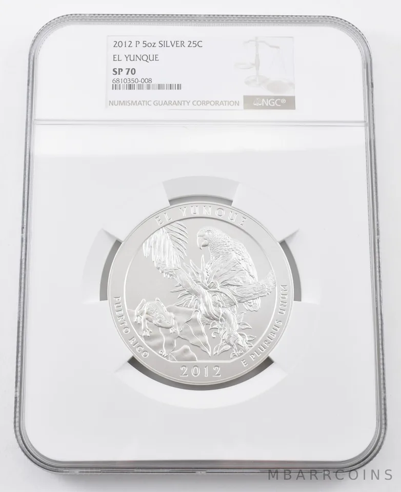 2012 P 5 Oz Silver Quarter El Yunque SP70 NGC Brown Label