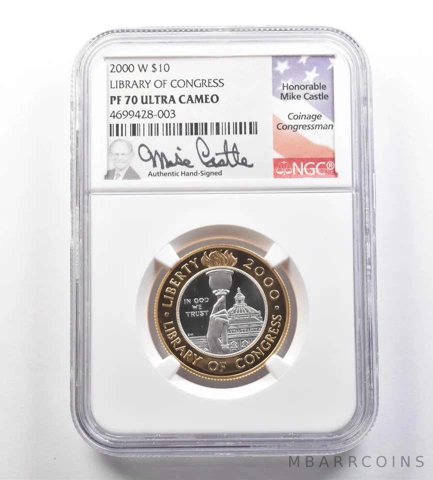 2000-W $10 Library of Congress Bimetallic Commemorative PF70 NGC Castle *2570